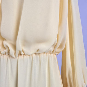 Vintage Yellow Long Sleeve Midi Dress Size S/M