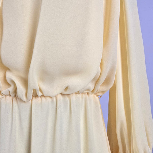 Vintage Yellow Long Sleeve Midi Dress Size S/M