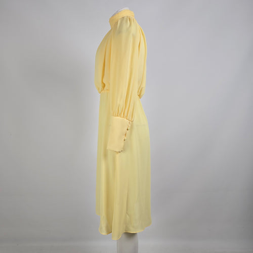 Vintage Yellow Long Sleeve Midi Dress Size S/M