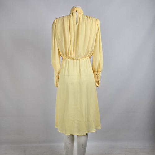 Vintage Yellow Long Sleeve Midi Dress Size S/M