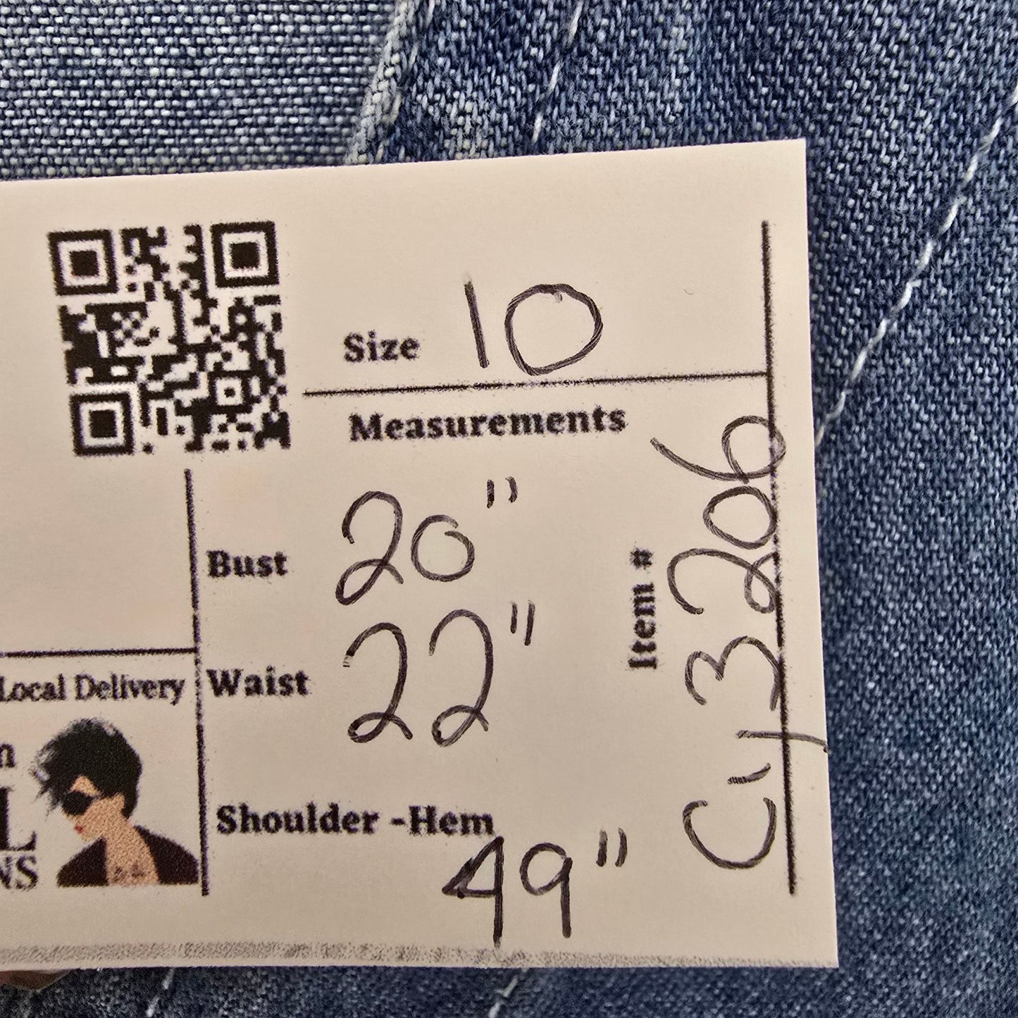 Vintage Nevada Blue Cotton Button Up Midi Denim Dress Size 10