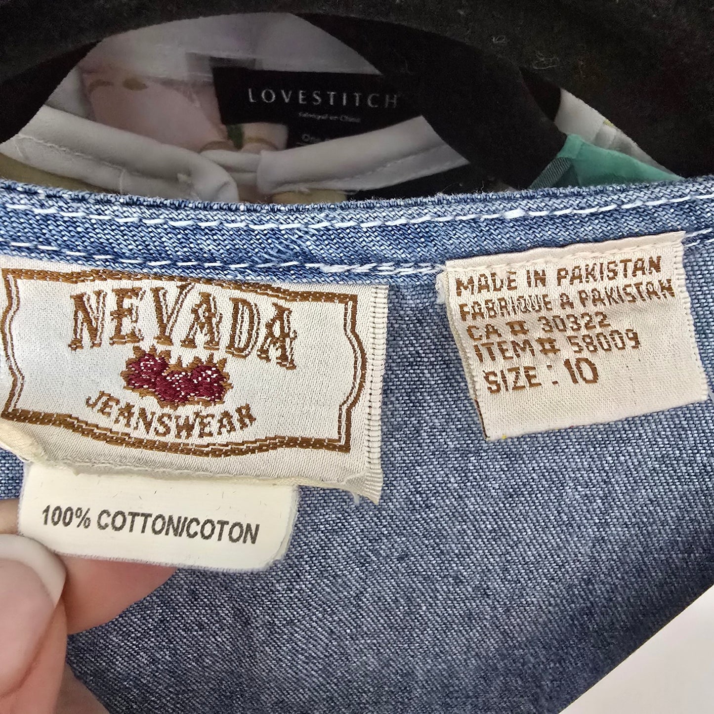 Vintage Nevada Blue Cotton Button Up Midi Denim Dress Size 10