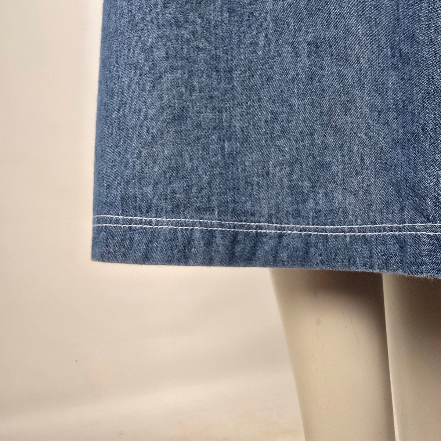 Vintage Nevada Blue Cotton Button Up Midi Denim Dress Size 10