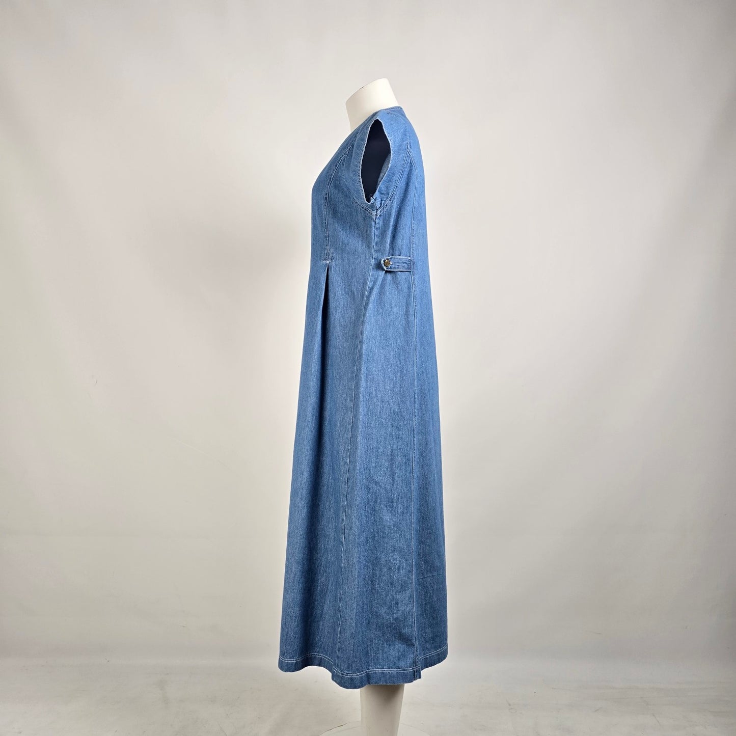 Vintage Nevada Blue Cotton Button Up Midi Denim Dress Size 10