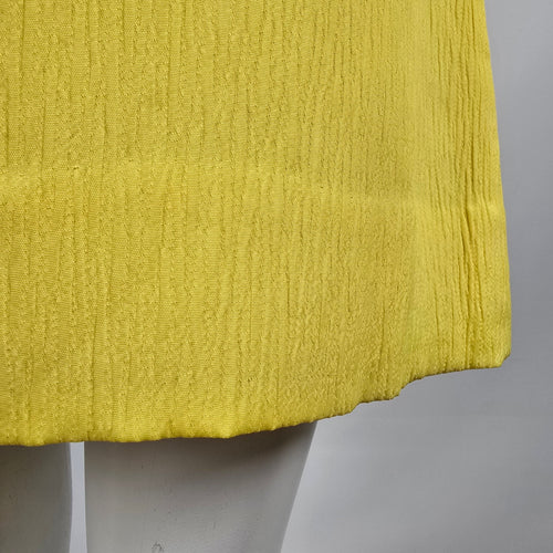 Vintage 70s Yellow Neck Tie Shift Dress Size M