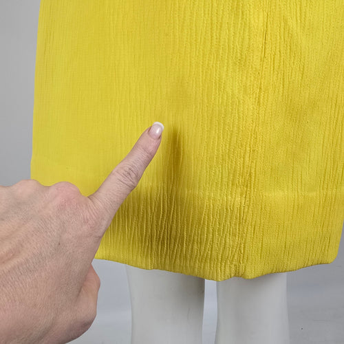 Vintage 70s Yellow Neck Tie Shift Dress Size M