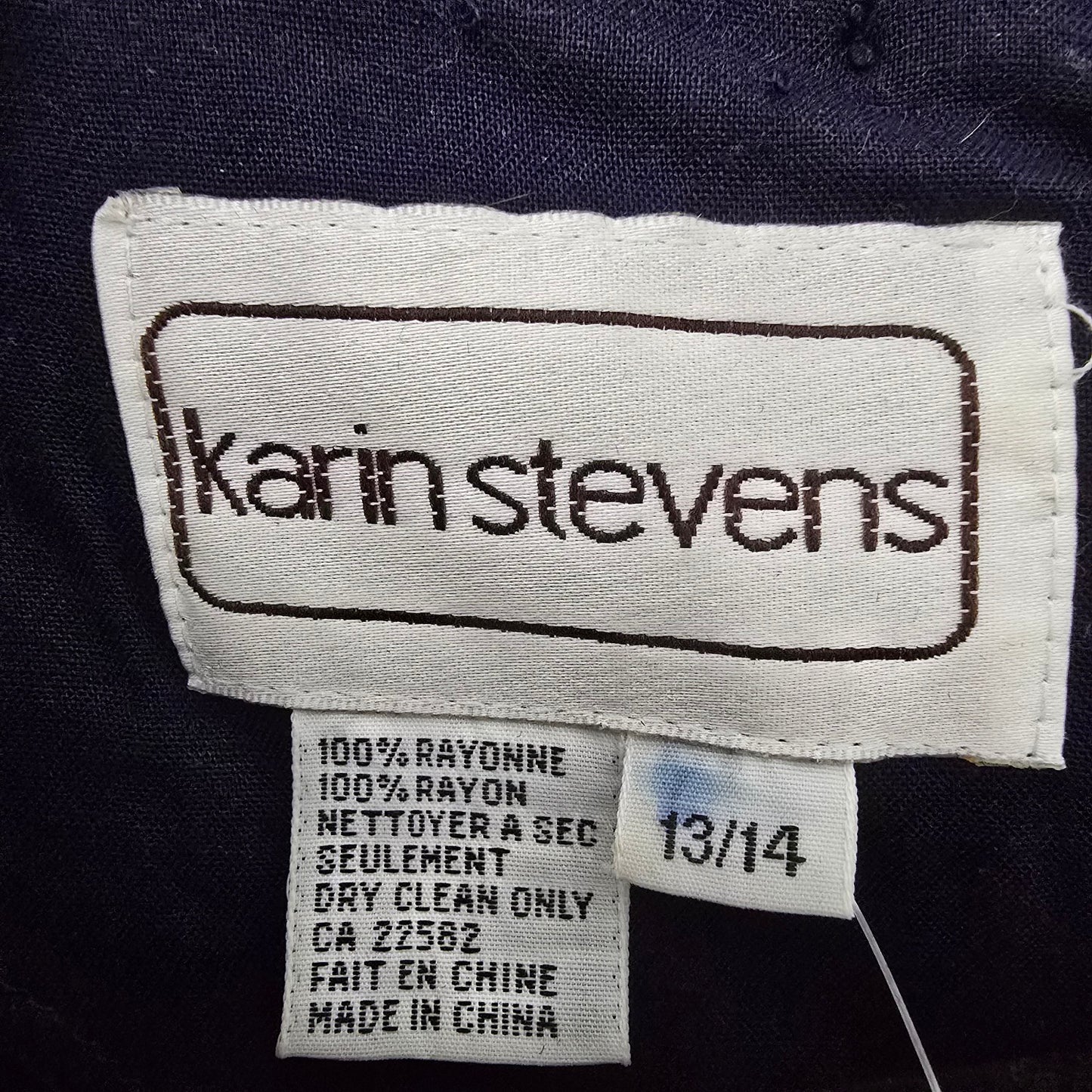 Vintage Karin Stevens Navy Blue Midi Dress Size 13/14