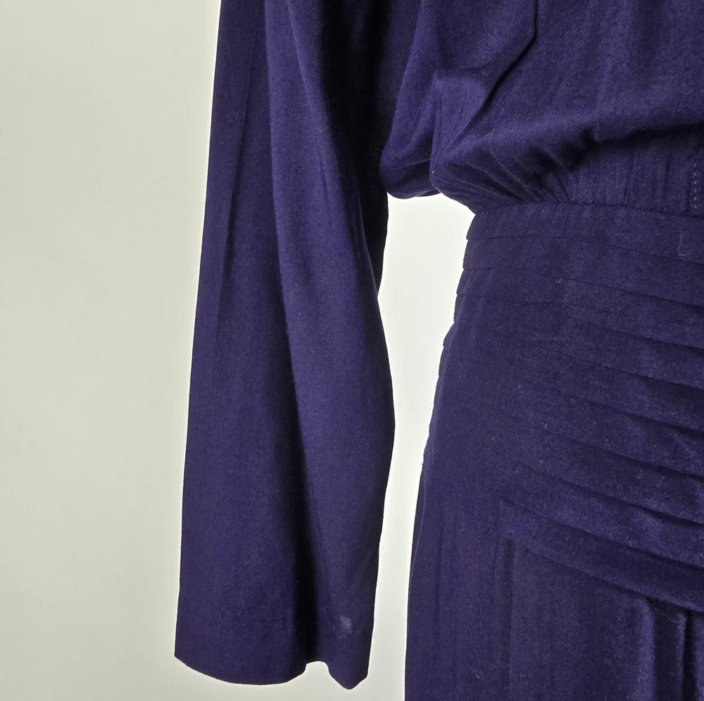 Vintage Karin Stevens Navy Blue Midi Dress Size 13/14