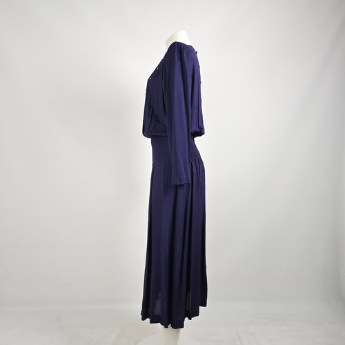 Vintage Karin Stevens Navy Blue Midi Dress Size 13/14