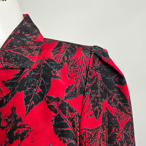 Vintage Red Floral Double Breasted Trench Dress Size M/L