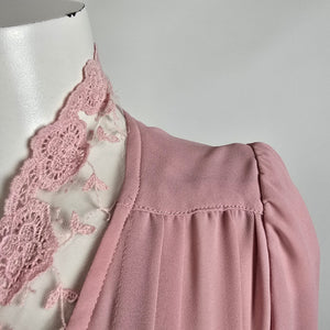 Vintage Pink Lace Collar Midi Dress Size S