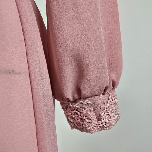 Vintage Pink Lace Collar Midi Dress Size S