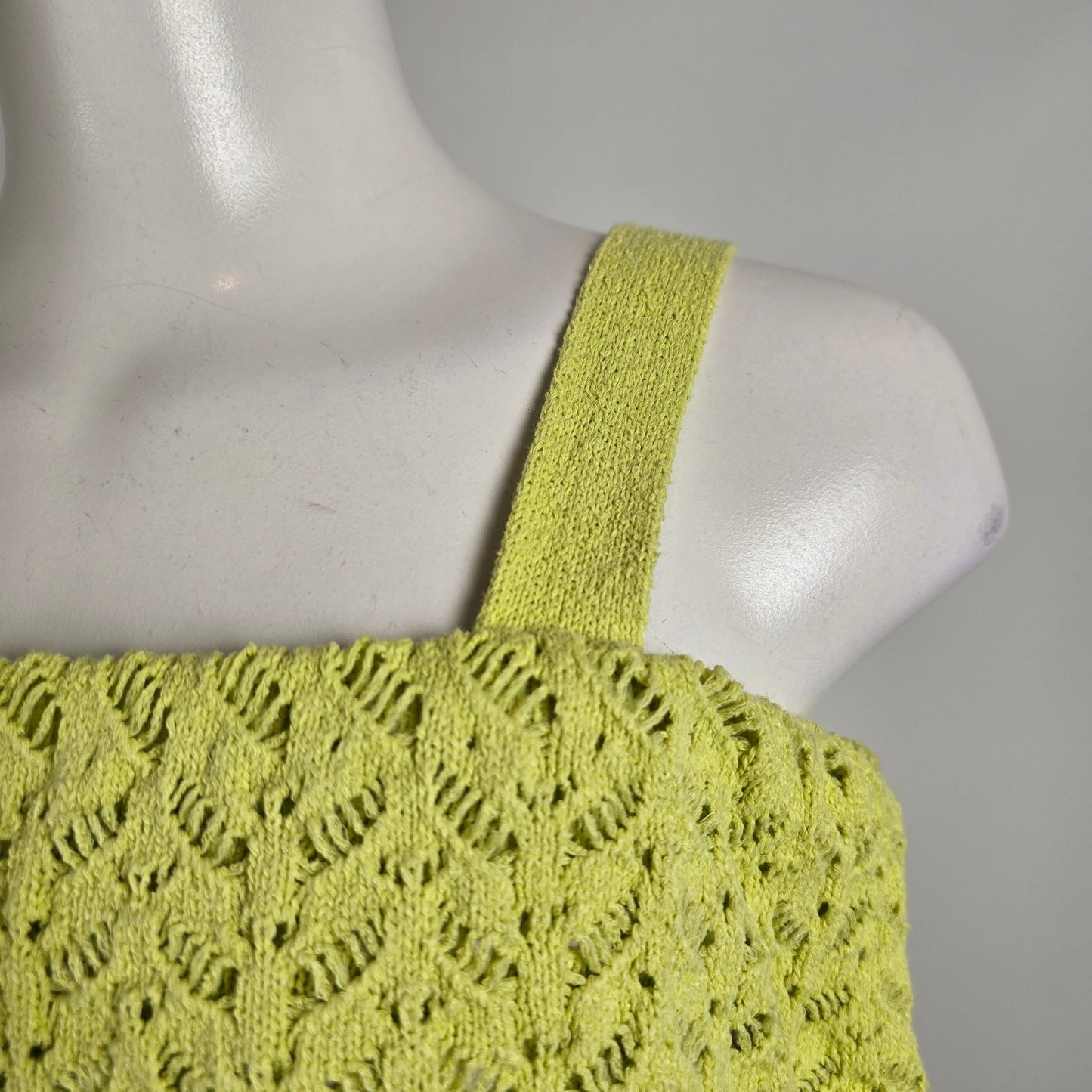 Zara Light Green Cotton Crochet Maxi Dress Size M