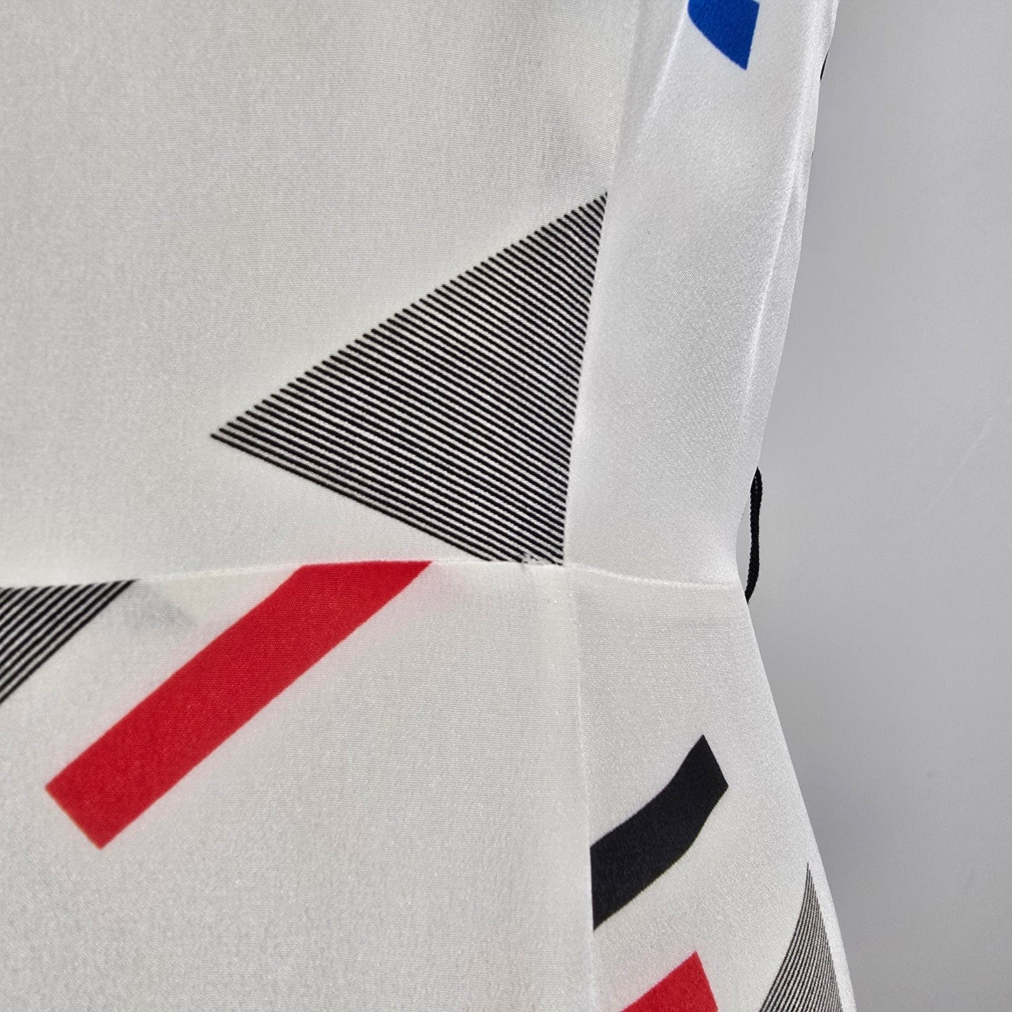 Vintage White Geometric Print Frill Detail Midi Dress Size M