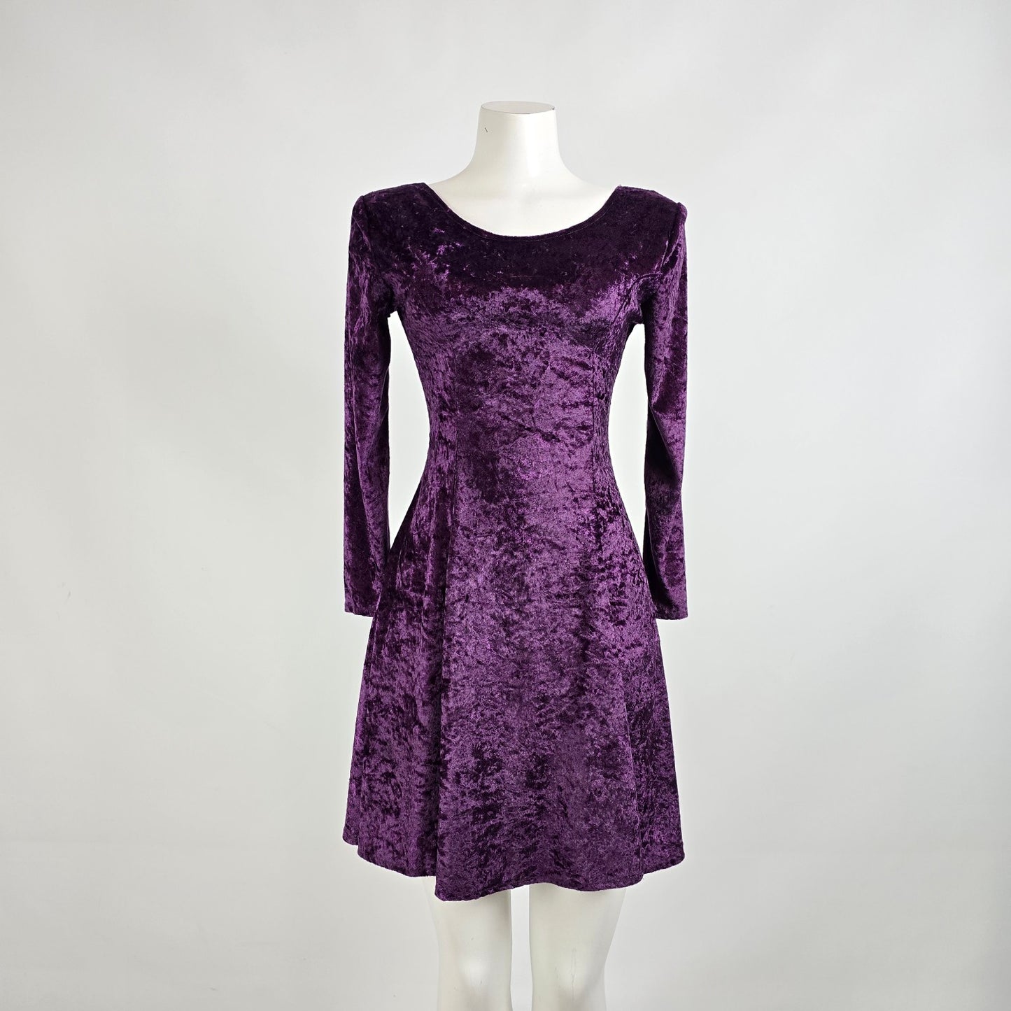 Vintage Purple Velvet Long Sleeve Mini Dress Size 5/6