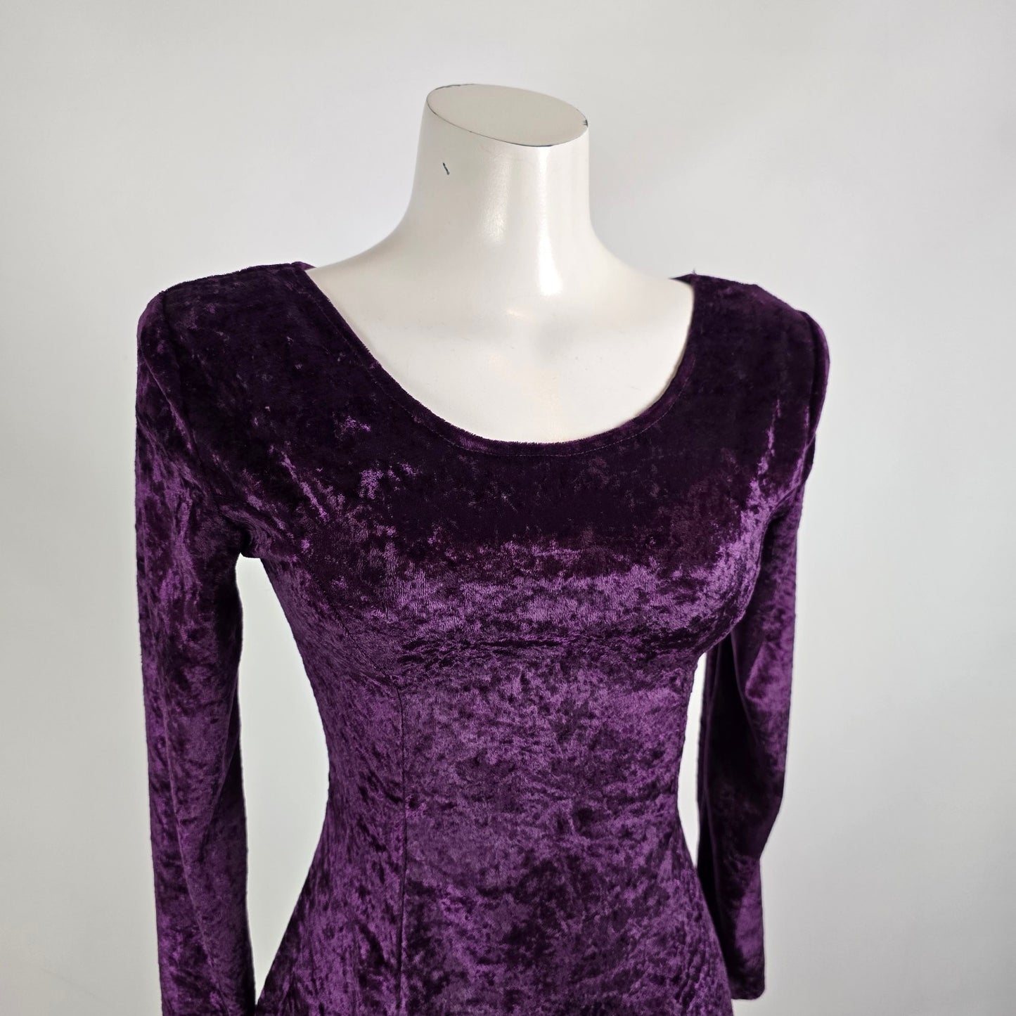 Vintage Purple Velvet Long Sleeve Mini Dress Size 5/6