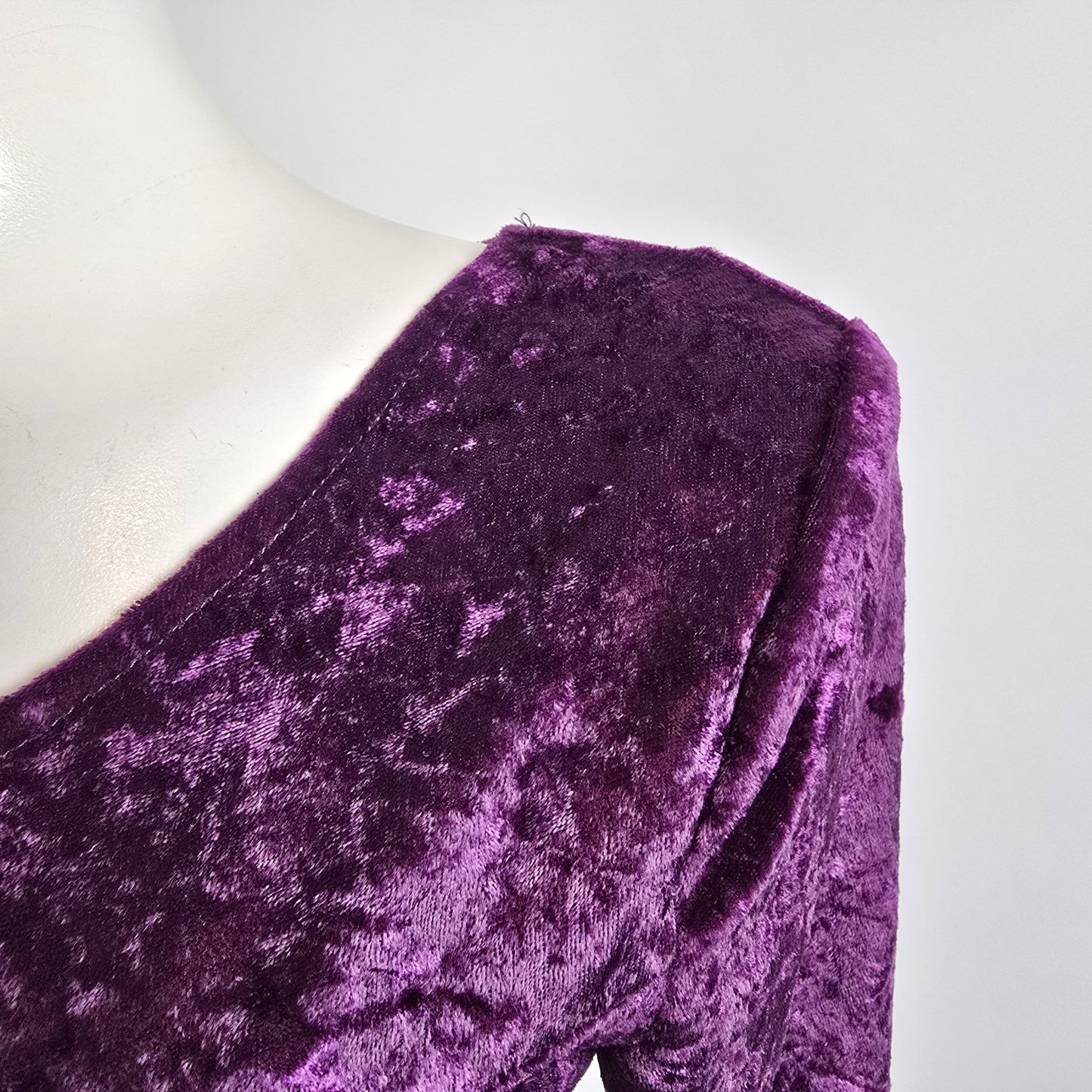Vintage Purple Velvet Long Sleeve Mini Dress Size 5/6
