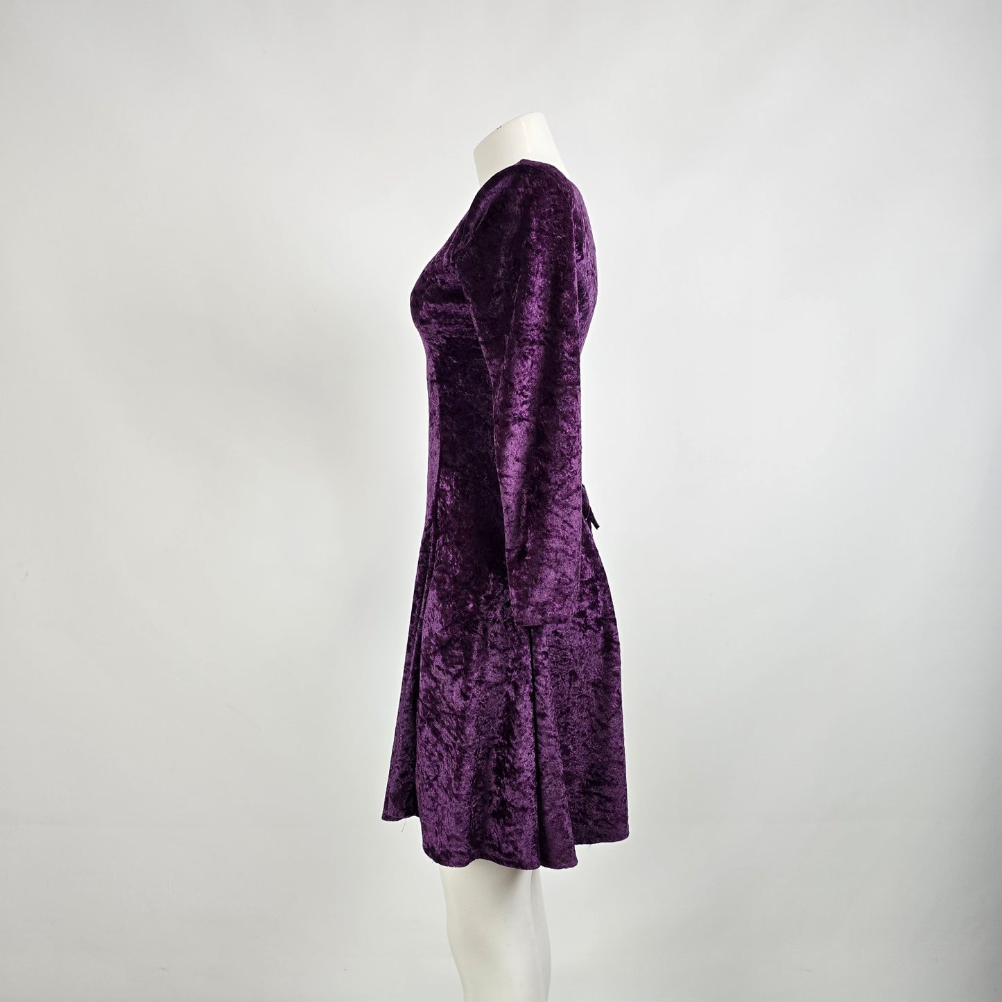 Vintage Purple Velvet Long Sleeve Mini Dress Size 5/6