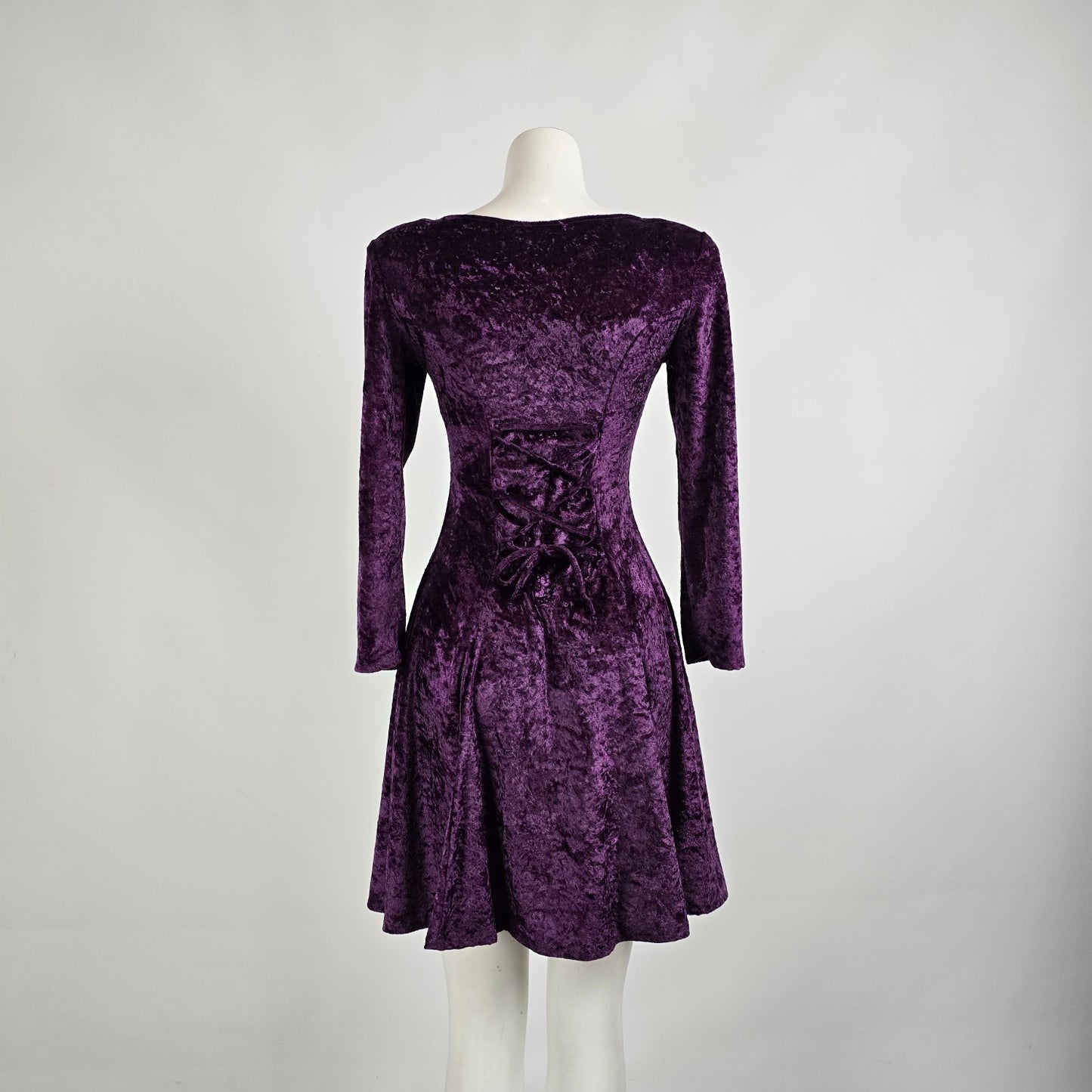 Vintage Purple Velvet Long Sleeve Mini Dress Size 5/6