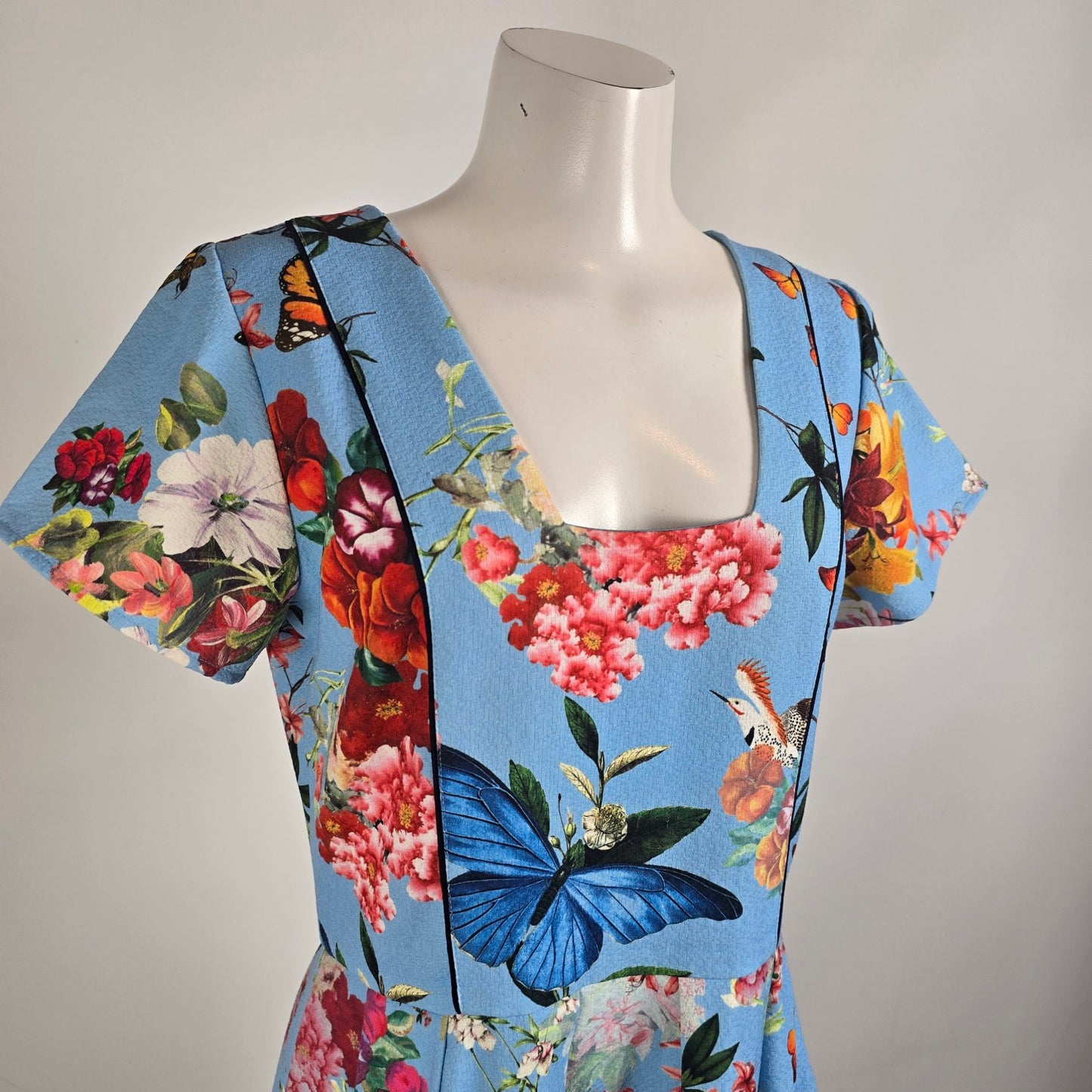 Antix Blue Floral Butterfly Fit & Flare Dress Size M/L