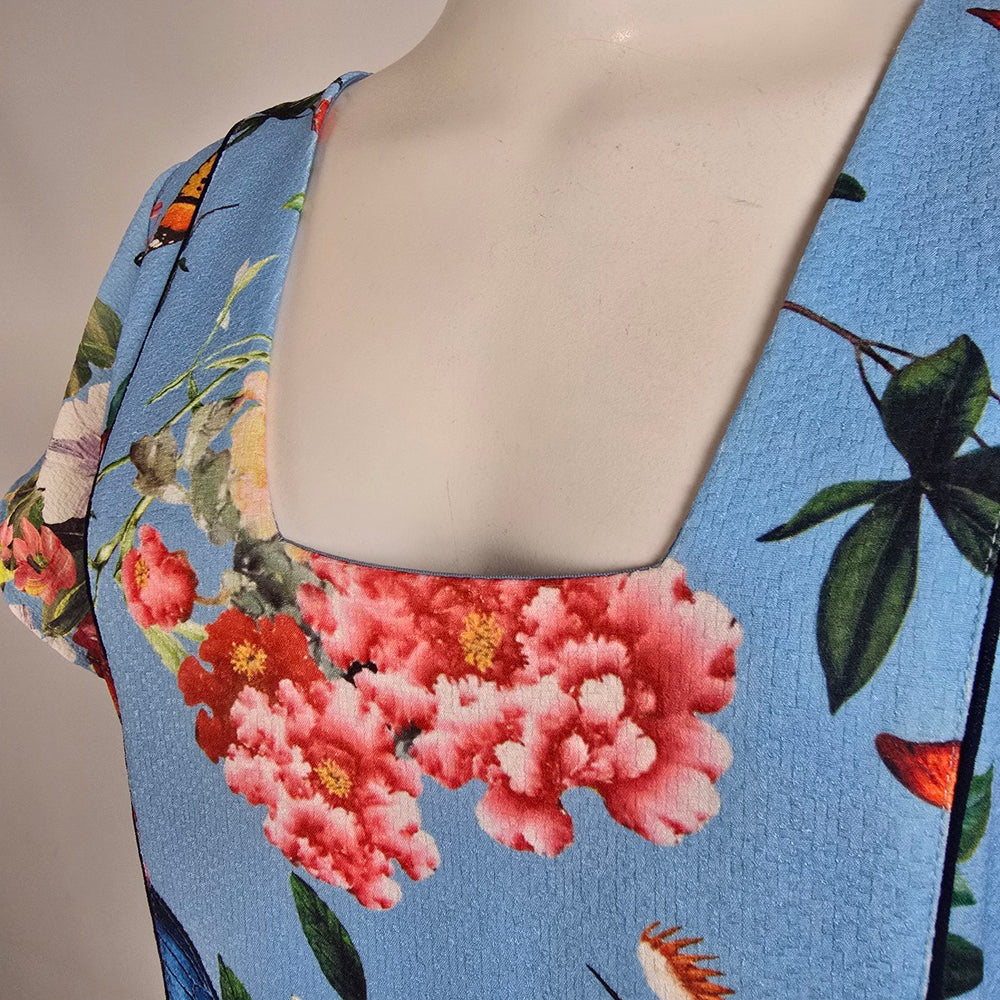 Antix Blue Floral Butterfly Fit & Flare Dress Size M/L