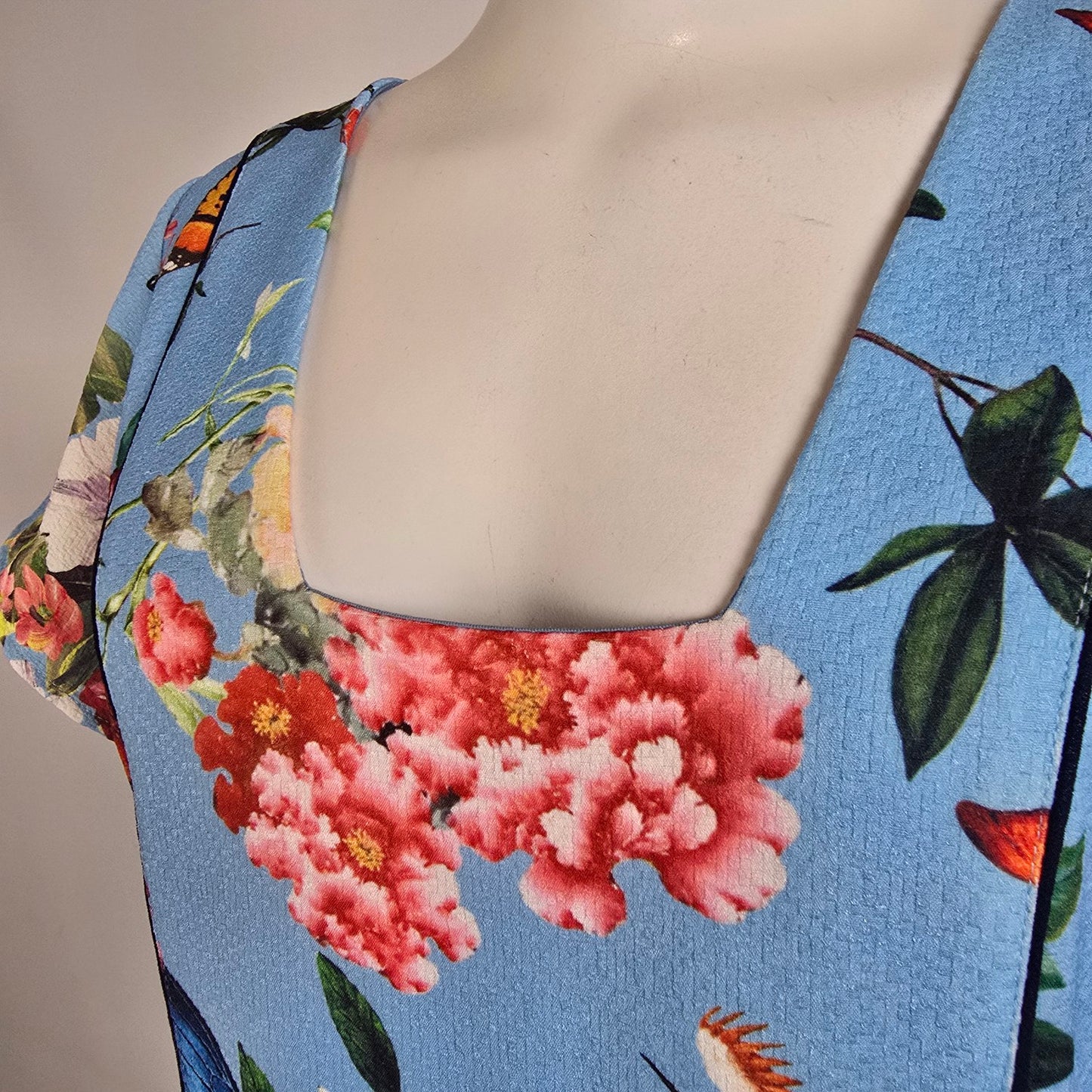 Antix Blue Floral Butterfly Fit & Flare Dress Size M/L