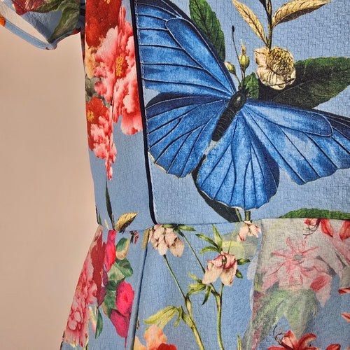 Antix Blue Floral Butterfly Fit & Flare Dress Size M/L