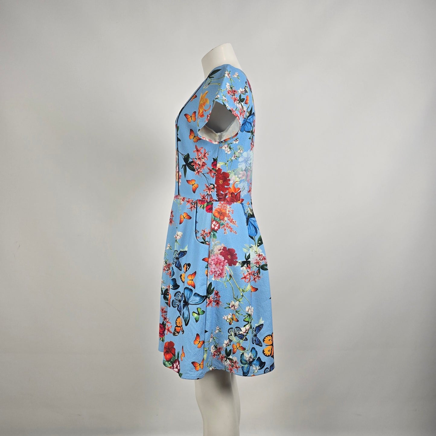 Antix Blue Floral Butterfly Fit & Flare Dress Size M/L