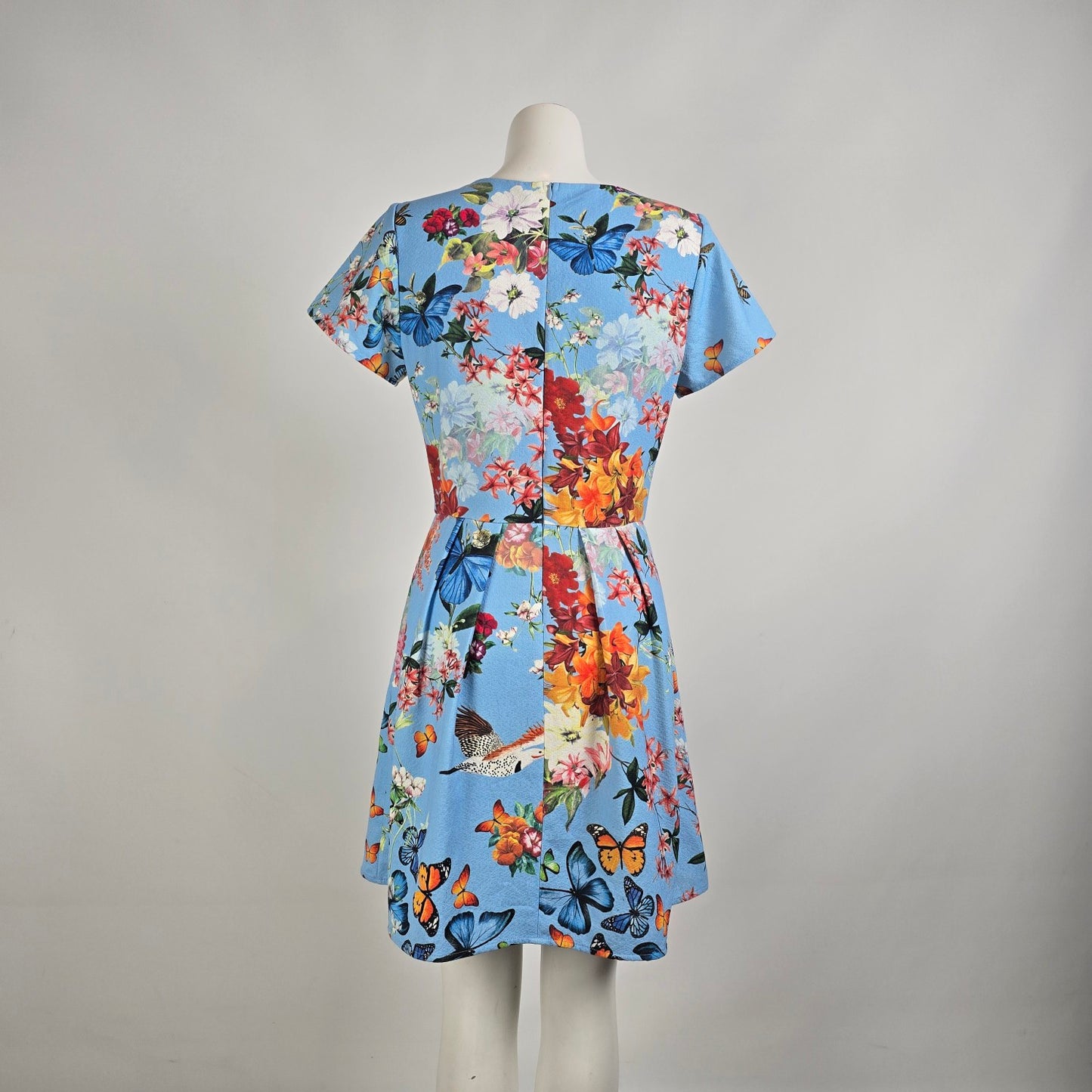 Antix Blue Floral Butterfly Fit & Flare Dress Size M/L