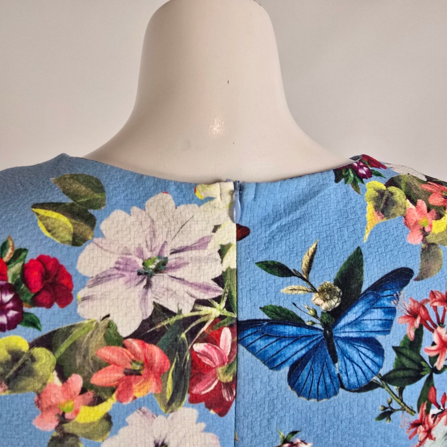 Antix Blue Floral Butterfly Fit & Flare Dress Size M/L