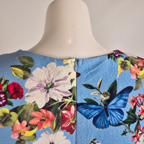 Antix Blue Floral Butterfly Fit & Flare Dress Size M/L