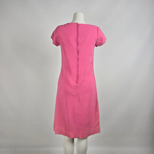 Vintage 60s Pink Sequined Neckline Shift Dress Size M