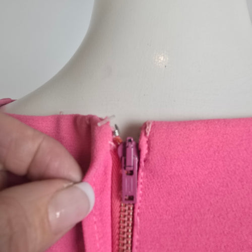 Vintage 60s Pink Sequined Neckline Shift Dress Size M