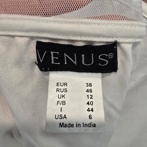 Venus White Beaded Mini Dress Size 6