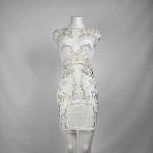 Venus White Beaded Mini Dress Size 6