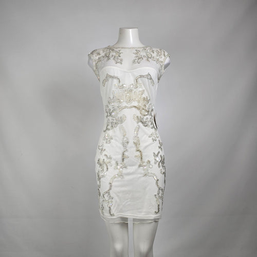 Venus White Beaded Mini Dress Size 6