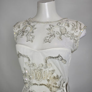 Venus White Beaded Mini Dress Size 6