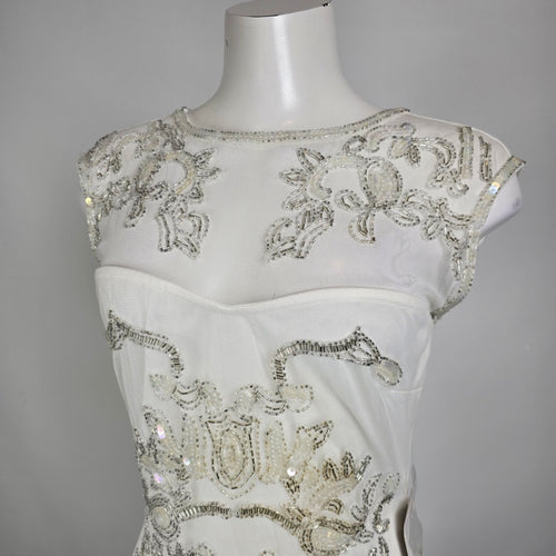Venus White Beaded Mini Dress Size 6