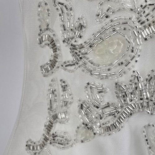 Venus White Beaded Mini Dress Size 6