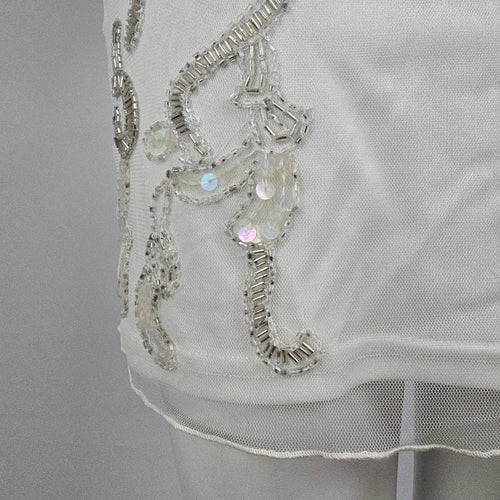 Venus White Beaded Mini Dress Size 6