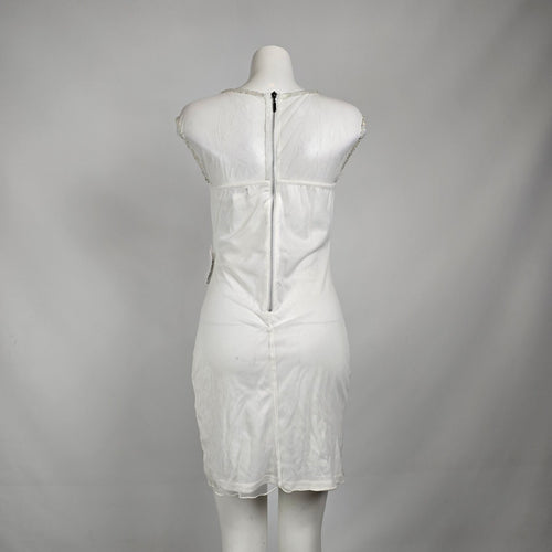 Venus White Beaded Mini Dress Size 6