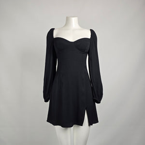 Wilfred Novella Black Puff Sleeve Mini Dress Size 4