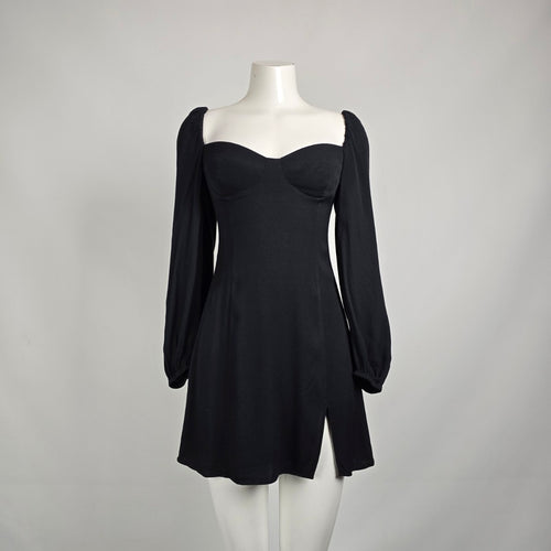 Wilfred Novella Black Puff Sleeve Mini Dress Size 4