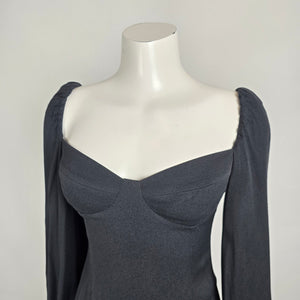 Wilfred Novella Black Puff Sleeve Mini Dress Size 4