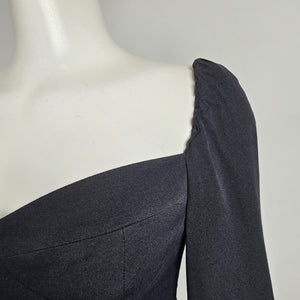 Wilfred Novella Black Puff Sleeve Mini Dress Size 4