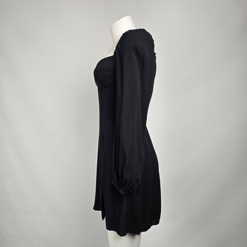 Wilfred Novella Black Puff Sleeve Mini Dress Size 4