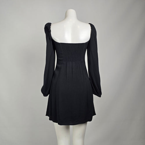 Wilfred Novella Black Puff Sleeve Mini Dress Size 4