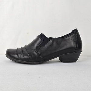 Remonte Black Leather Low Heel Shoes Size 8