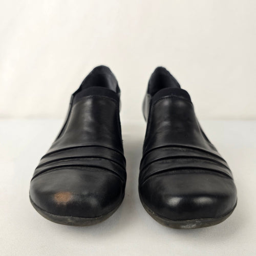 Remonte Black Leather Low Heel Shoes Size 8