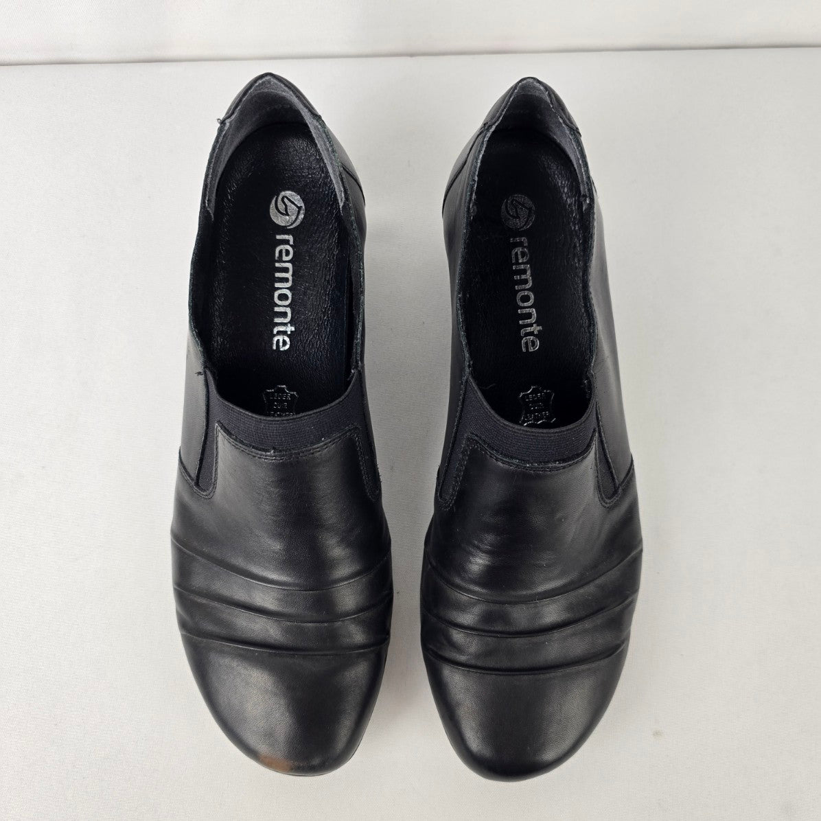 Remonte Black Leather Low Heel Shoes Size 8